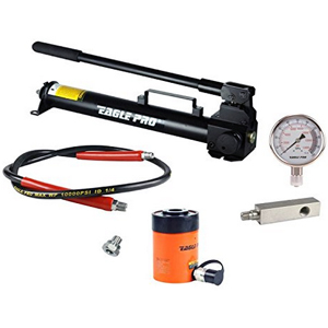 Eagle Pro ESSH-302 Single Acting Hollow Ram Cylinder and Pump Set, ESSH series, 30-ton ram set, Eagle Pro ESSH set, ESH-302 cylinder,  EPA-10921A pump, Lakeside Tool, LakesideTool.com